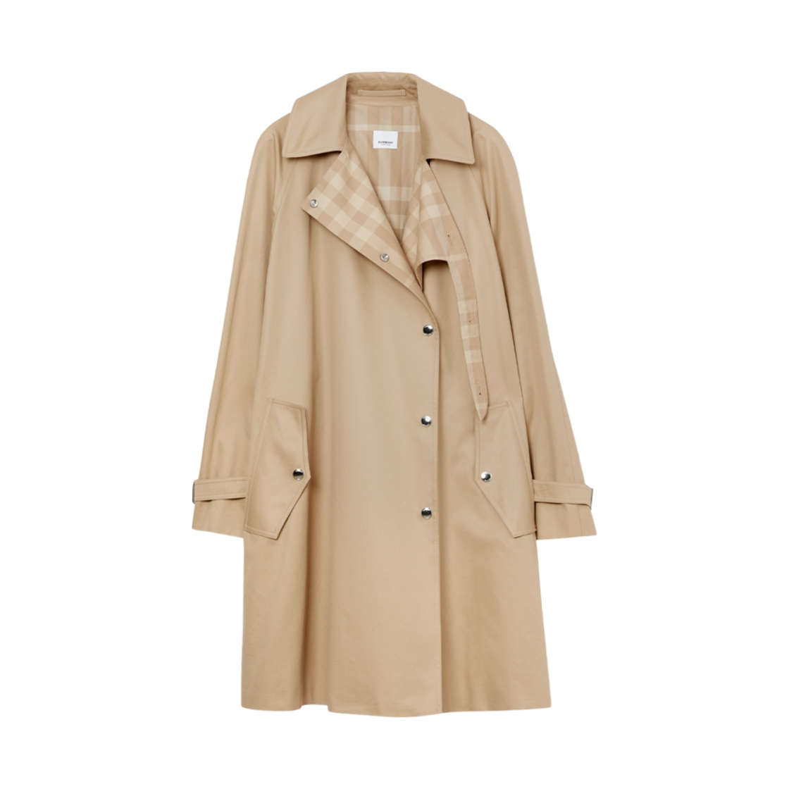 (W) 버버리 드로우코드 디테일 코튼 개버딘 카 코트 소프트 펀((W) Burberry Drawcord Detail Cotton Gabardine Car Coat Soft Fawn) - 1