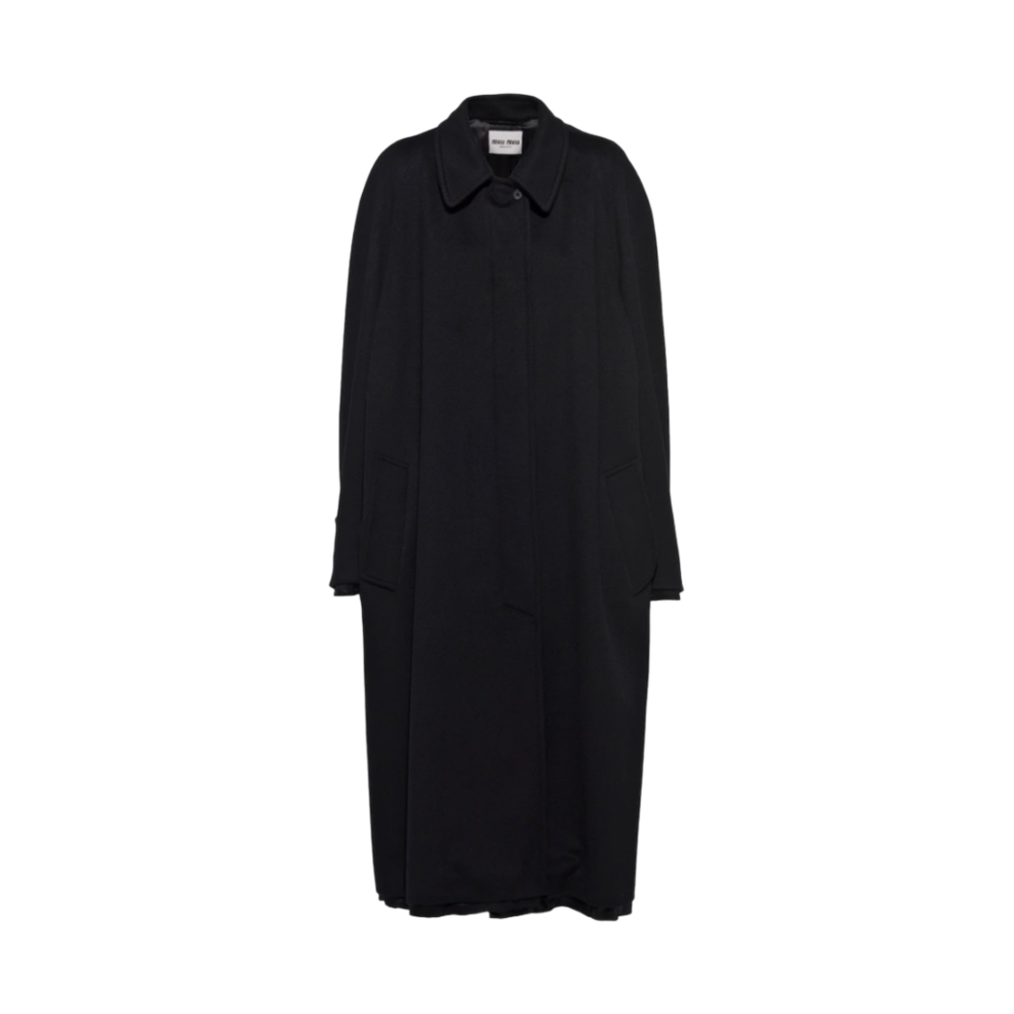 (W) 미우 미우 싱글 브레스티드 벨루어 코트 블랙((W) Miu Miu Single Breasted Velour Coat Black) - 1