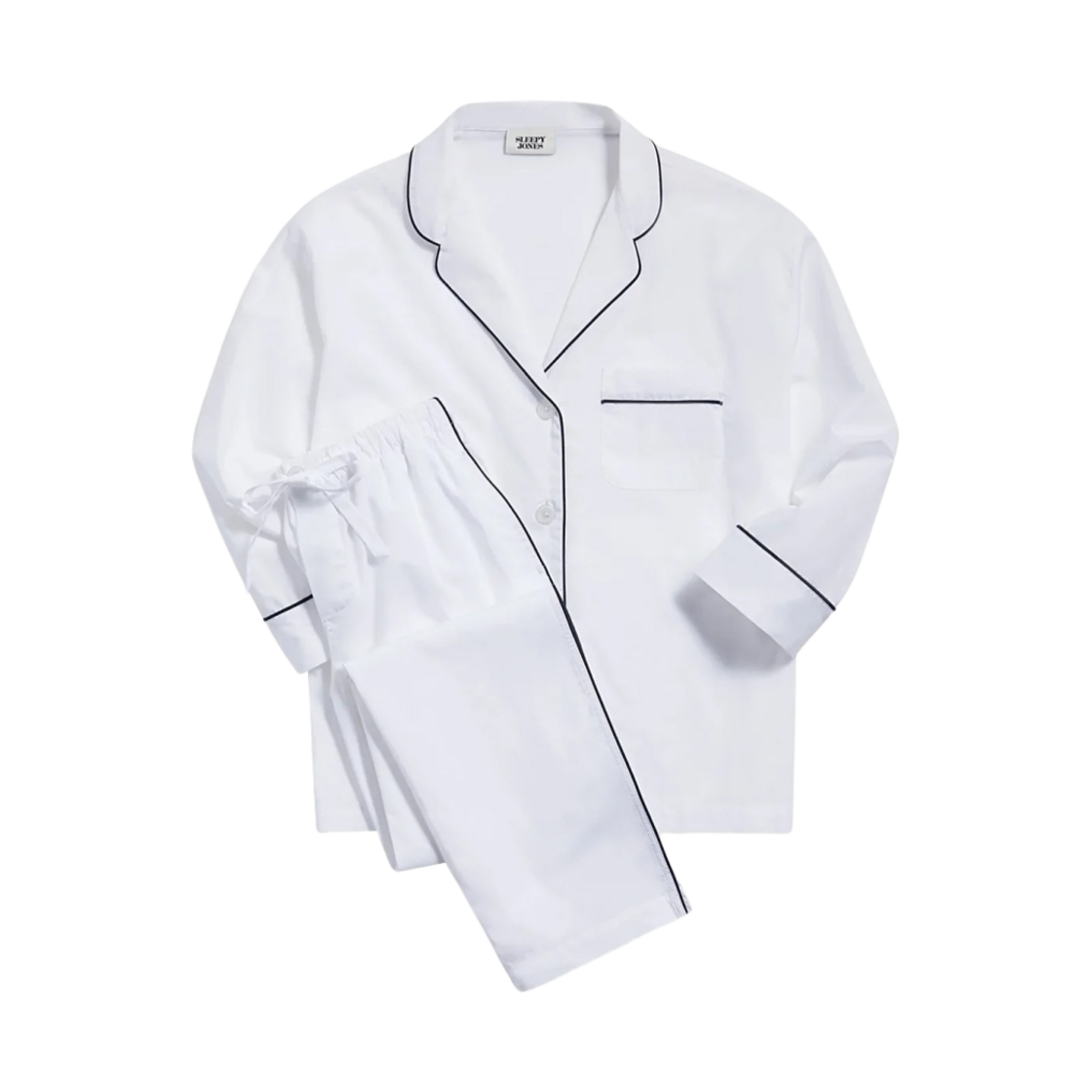 WS007-F1035-101 (W) Sleepy Jones Marina Pajama Set White Poplin