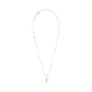 (W) Celine Triomphe Indie Small Necklace in Brass with Gold Finish Pink Quartz Gold Pink