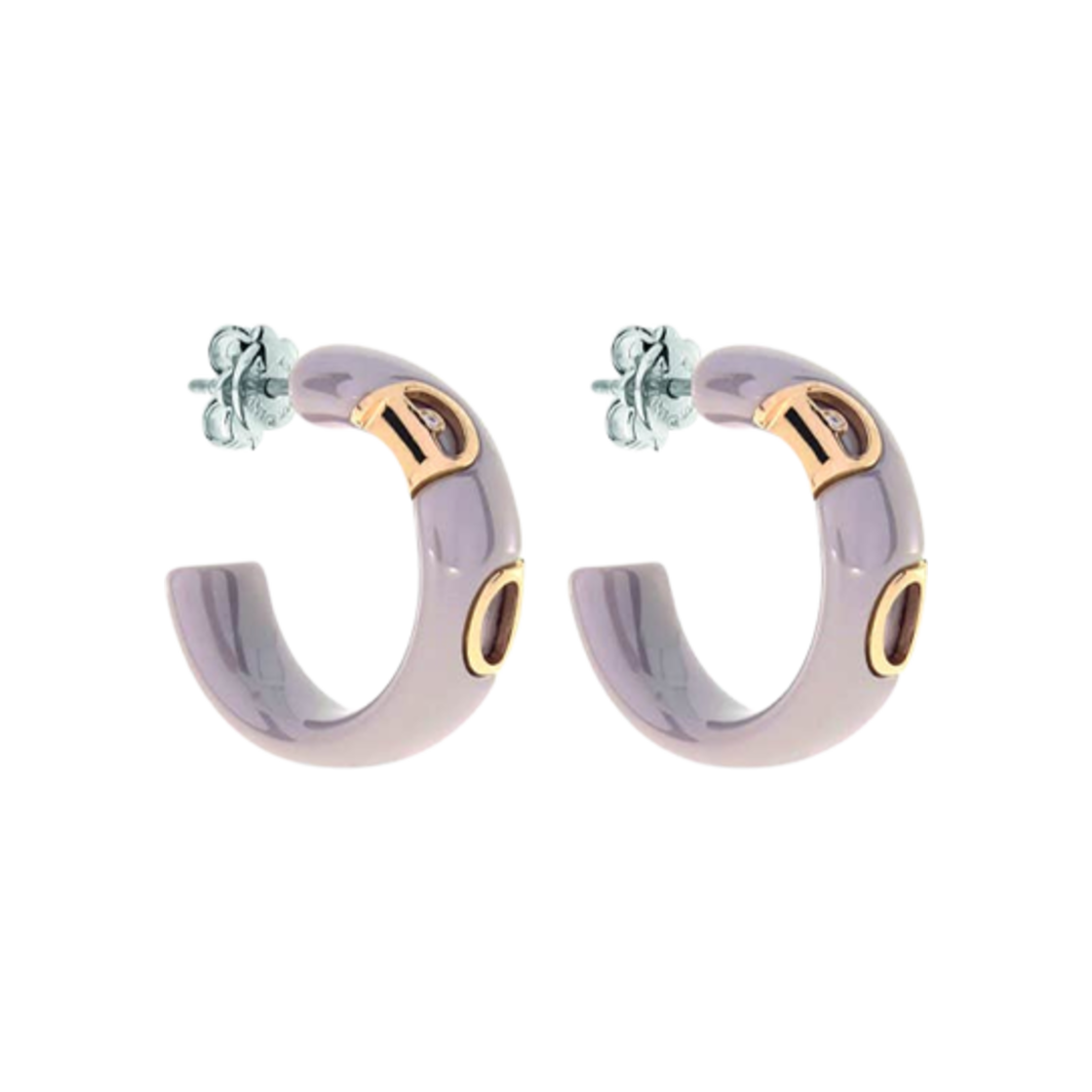 20072392 Damiani D.Icon Cappuccino Ceramic Diamond Earrings Pink Gold