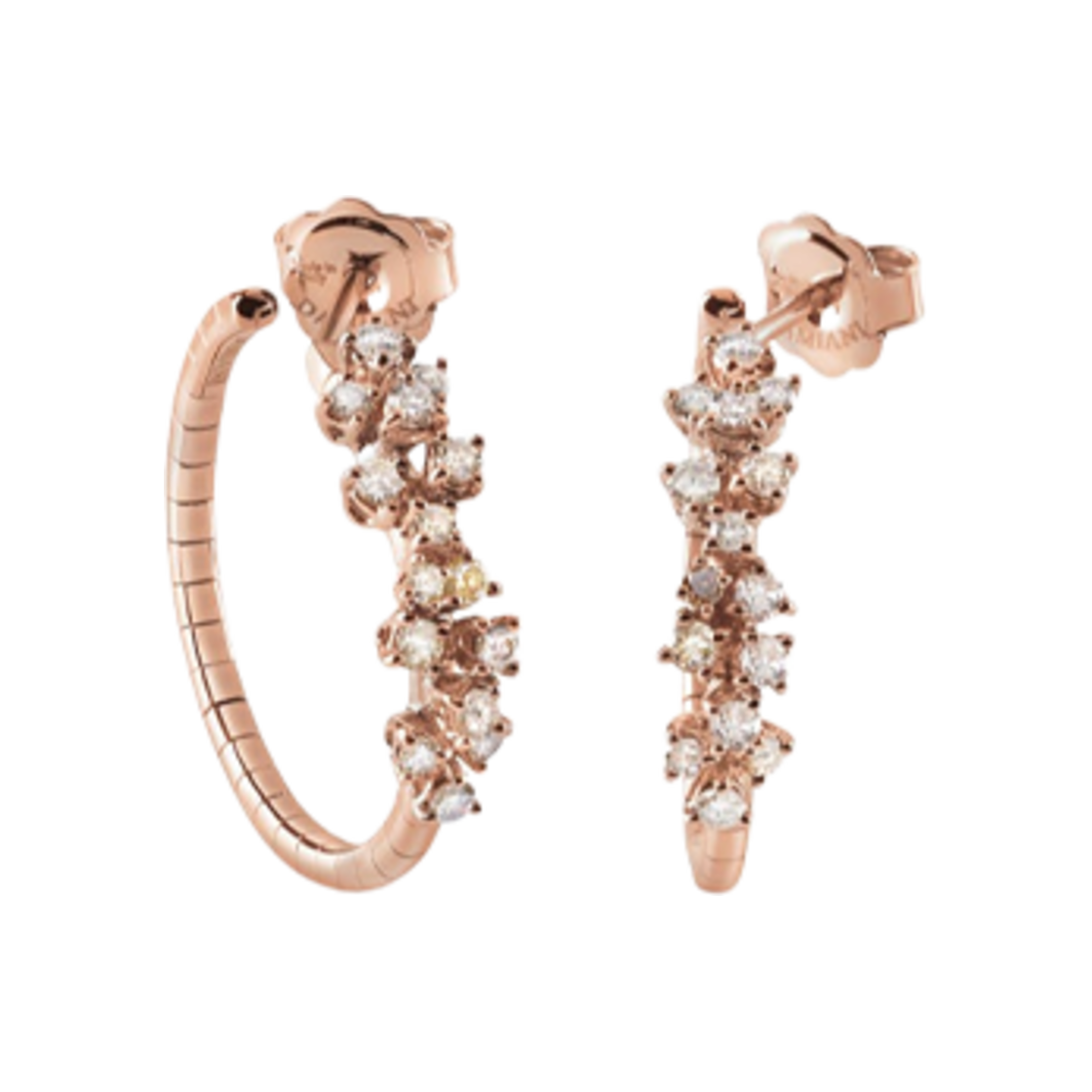 다미아니 미모사 화이트 다이아몬드 브라운 다이아몬드 이어링 핑크 골드(Damiani Mimosa White Diamonds Brown Diamonds Earrings Pink Gold)