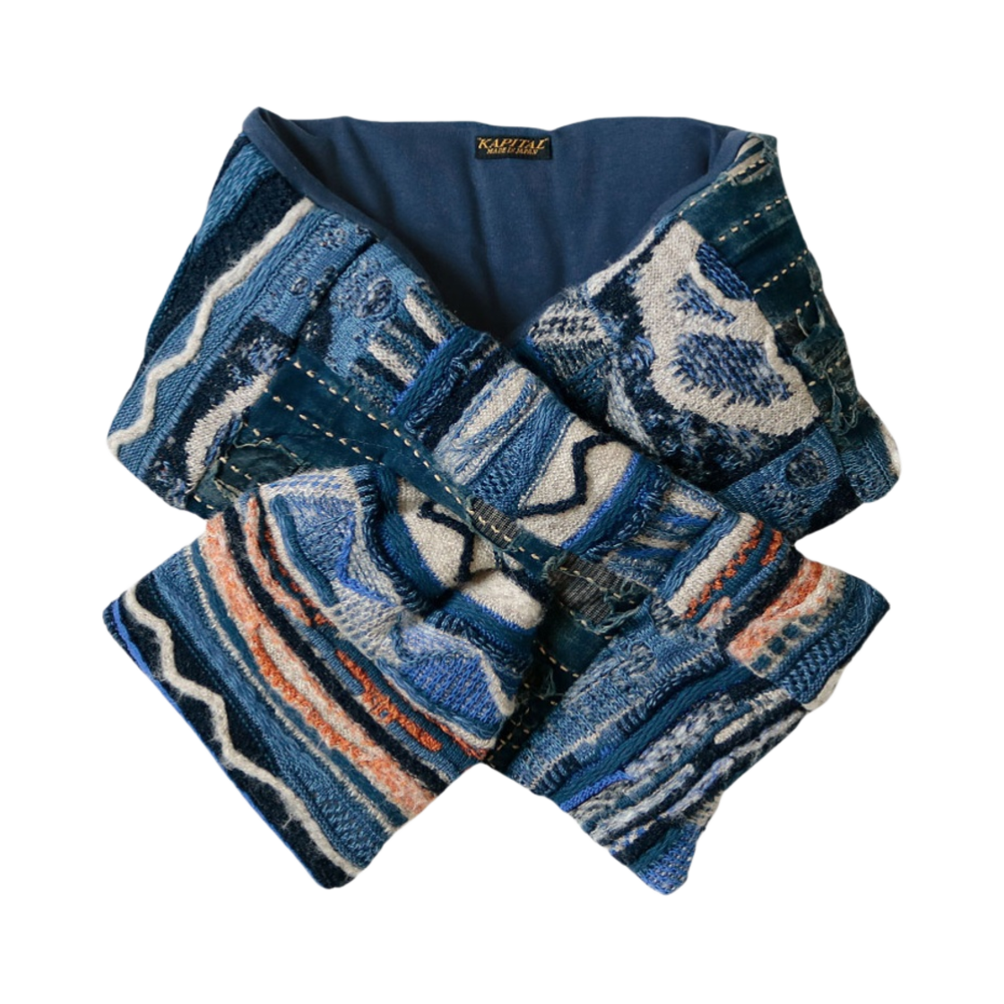 캐피탈 보로 고디 니트 케사 머플러 인디고(Kapital Boro Gaudy Knit Kesa Muffler Indigo)