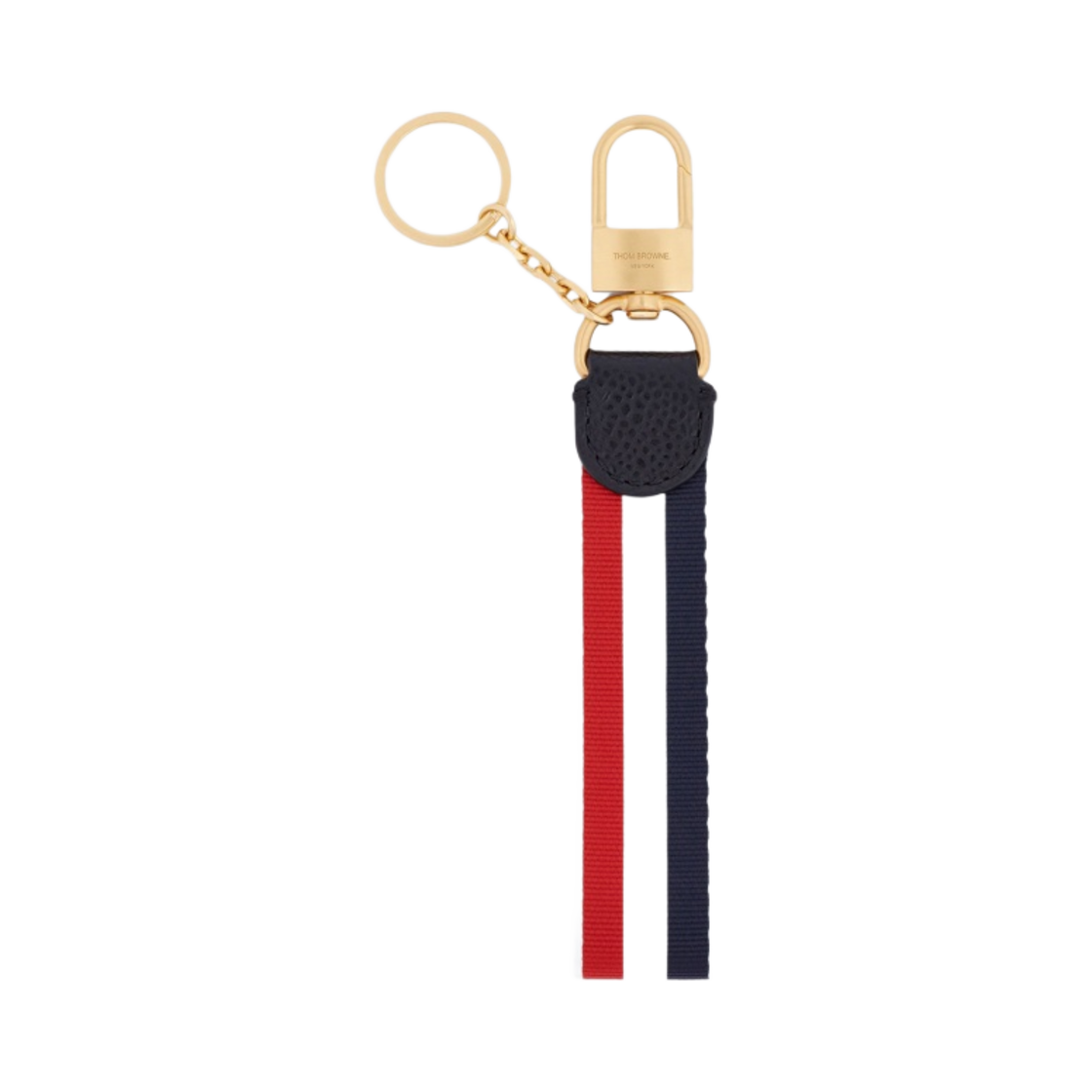 톰브라운 브래스 트윌 엣지 키링 트라이컬러(Thom Browne Brass Twill Edged Keyring Tricolor)