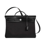 Hermes Herbag Messenger 39 Bag Military Canvas Hunter & Palladium Noir