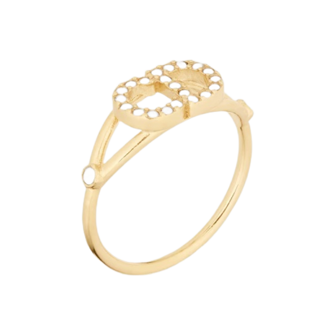 R1137CDLCY-D301 (W) Dior Clair D Lune Ring Gold Finish Metal White Crystals