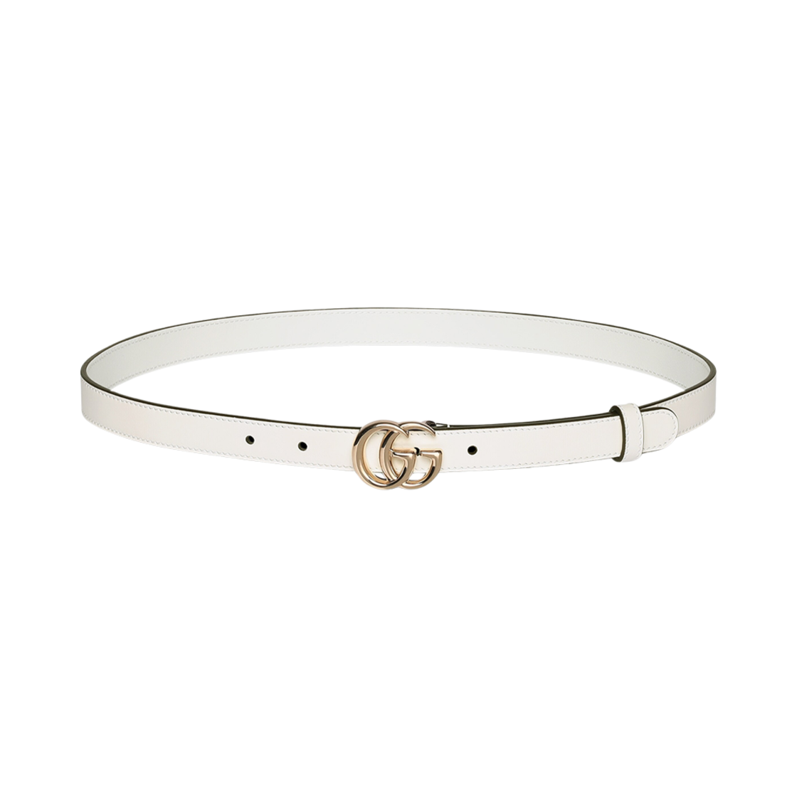 (W) 구찌 GG 마몽 씬 벨트 화이트((W) Gucci GG Marmont Thin Belt White) - 1