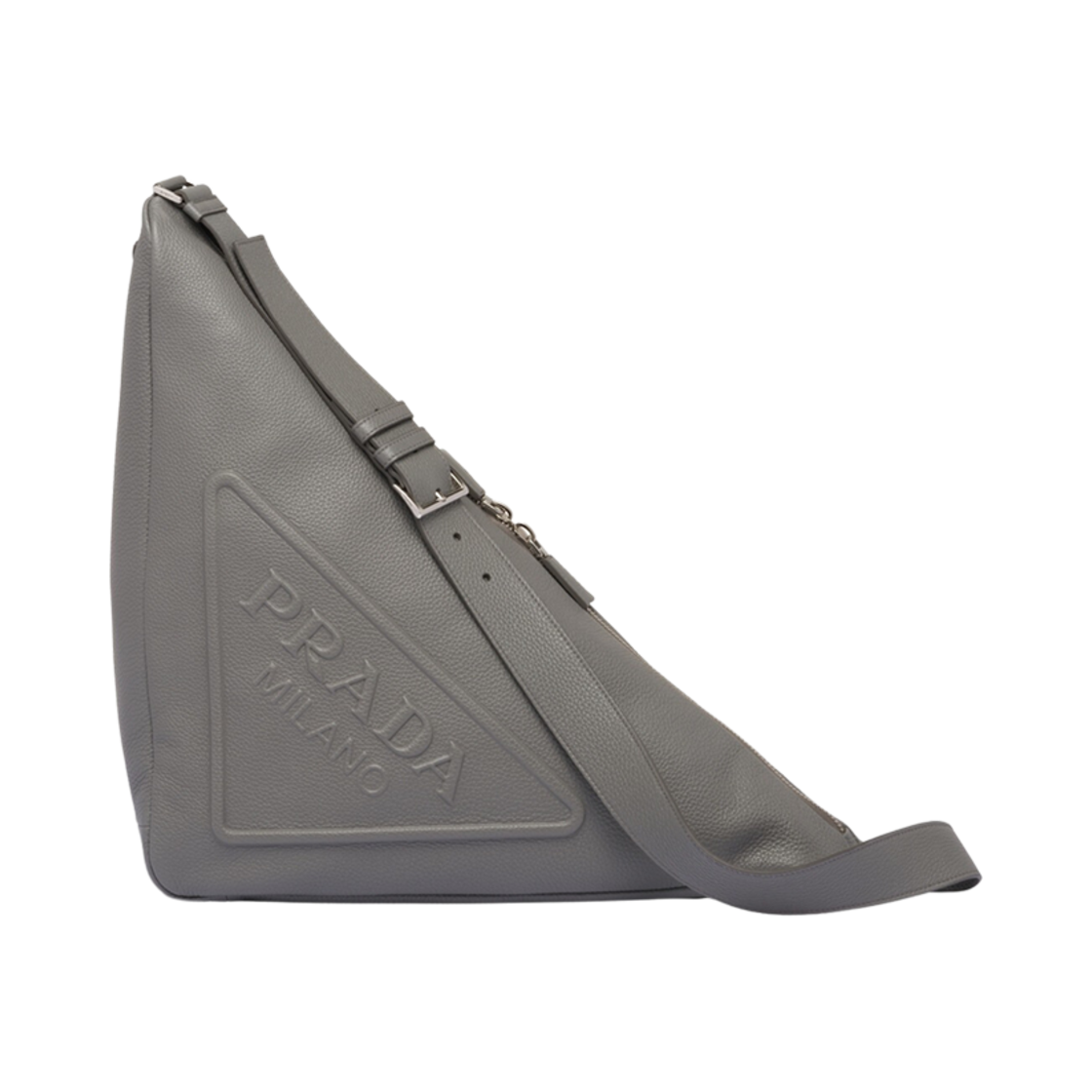 2VY007-2BBE-F0K44 Prada Large Leather Prada Triangle Bag Marble Gray