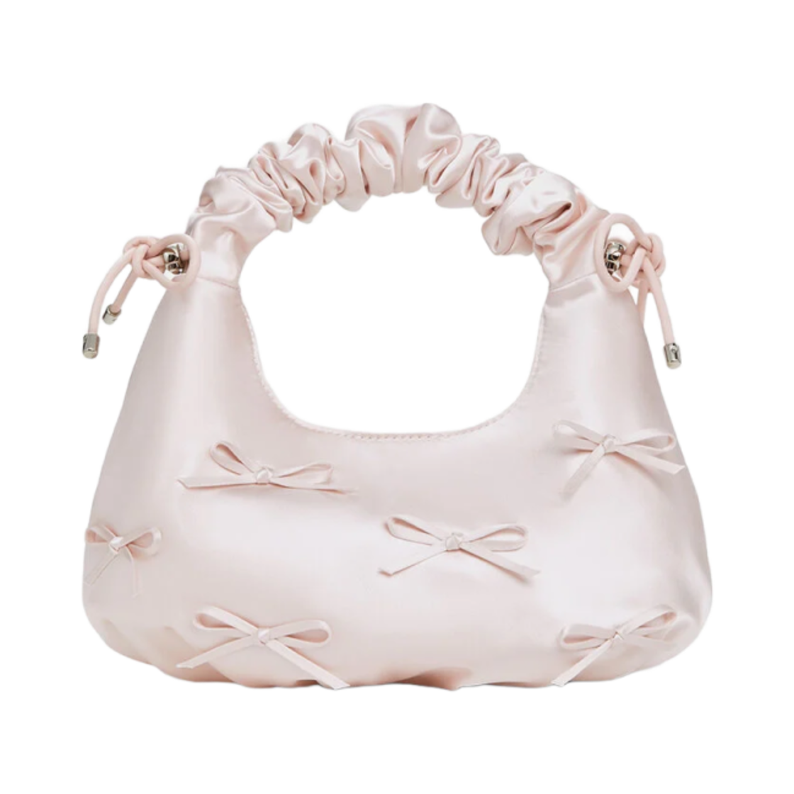 찰스앤키스 새틴 보우 러치드 핸들 백 베이비 핑크(Charles & Keith Satin Bow Ruched Handle Bag Baby Pink)