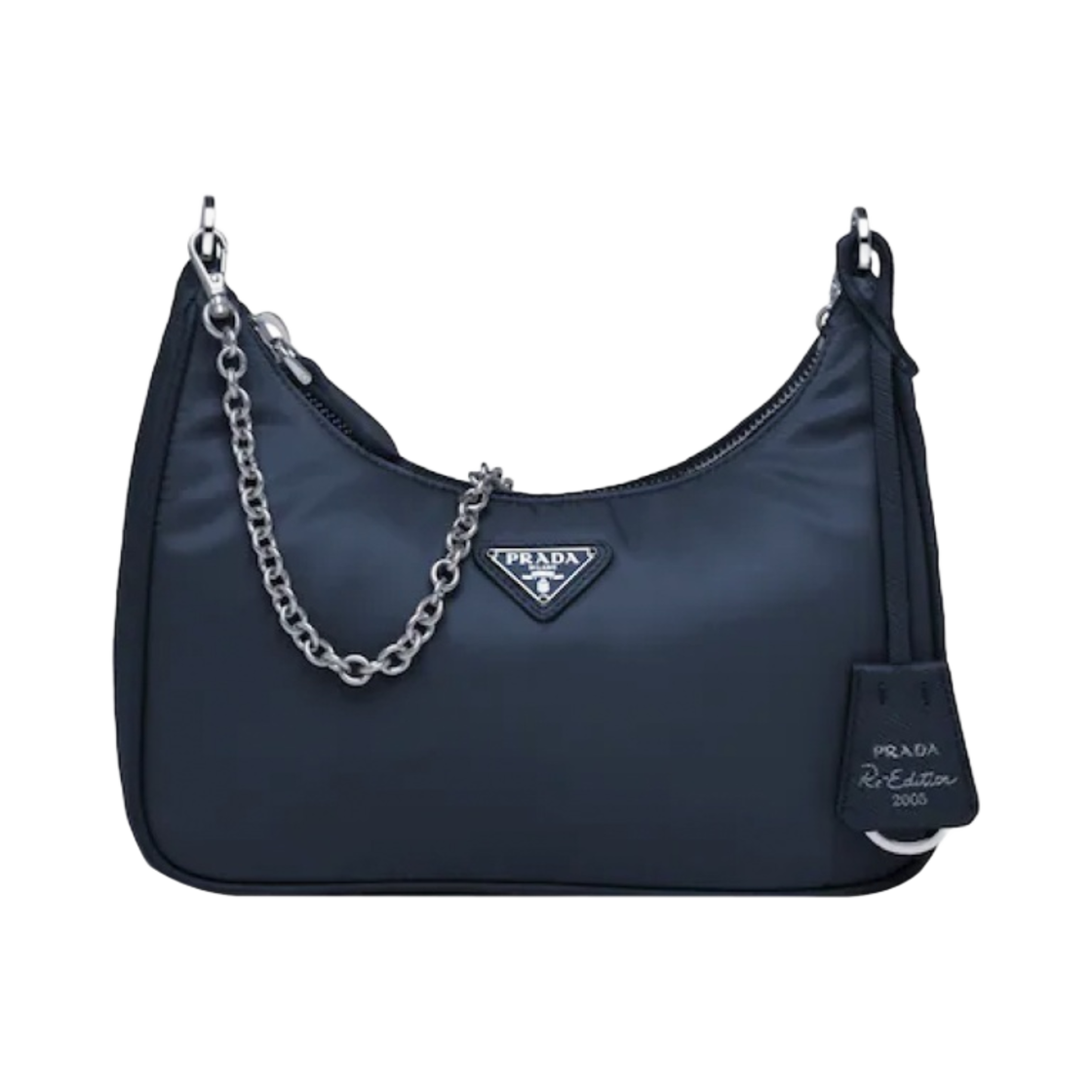 프라다 리에디션 2005 사피아노 레더 트리밍 나일론 숄더백 네이비