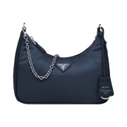Prada Re-Edition 2005 Saffiano Leather Trim Nylon Shoulder Bag Navy