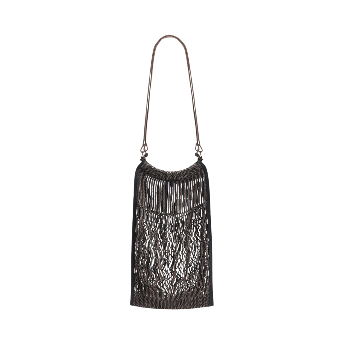 르메르 나일론 네트 미디움 필트 네트 쇼핑백 쉐브론 마롱 글라세 블랙(Lemaire Nylon Net Medium Filt Net Shopping Bag Chevron Marron Glace Black)