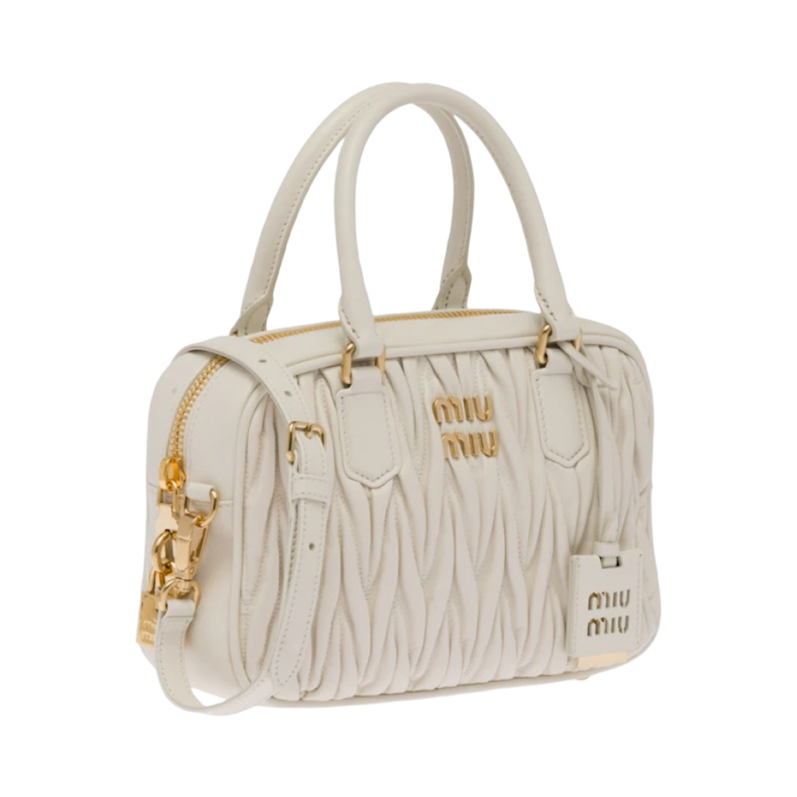 미우 미우 마테라쎄 나파 가죽 탑 핸들백 화이트(Miu Miu Matelasse Nappa Leather Top Handle Bag White) - 2