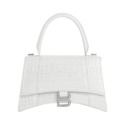 Balenciaga Hourglass Small Handbag Crocodile Embossed White