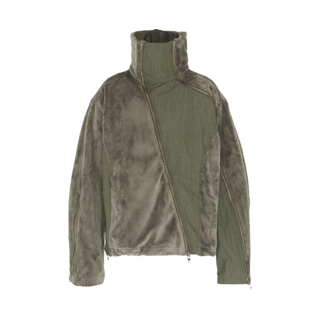 24fw13 Surgery Cross Zip Fleece Jacket Khaki