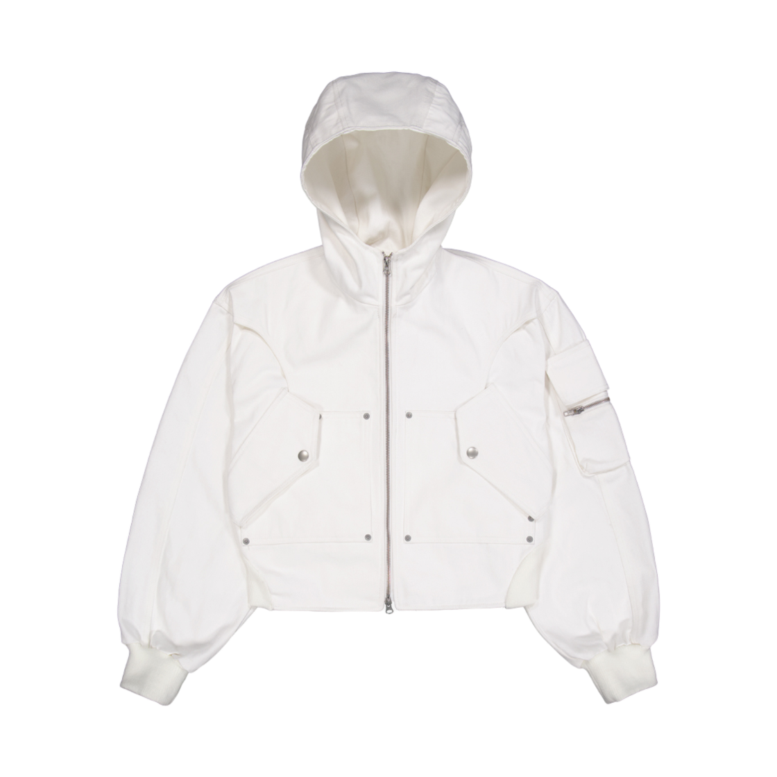 24FW-01 Full of Ssun Circle Denim Bomber Jacket White