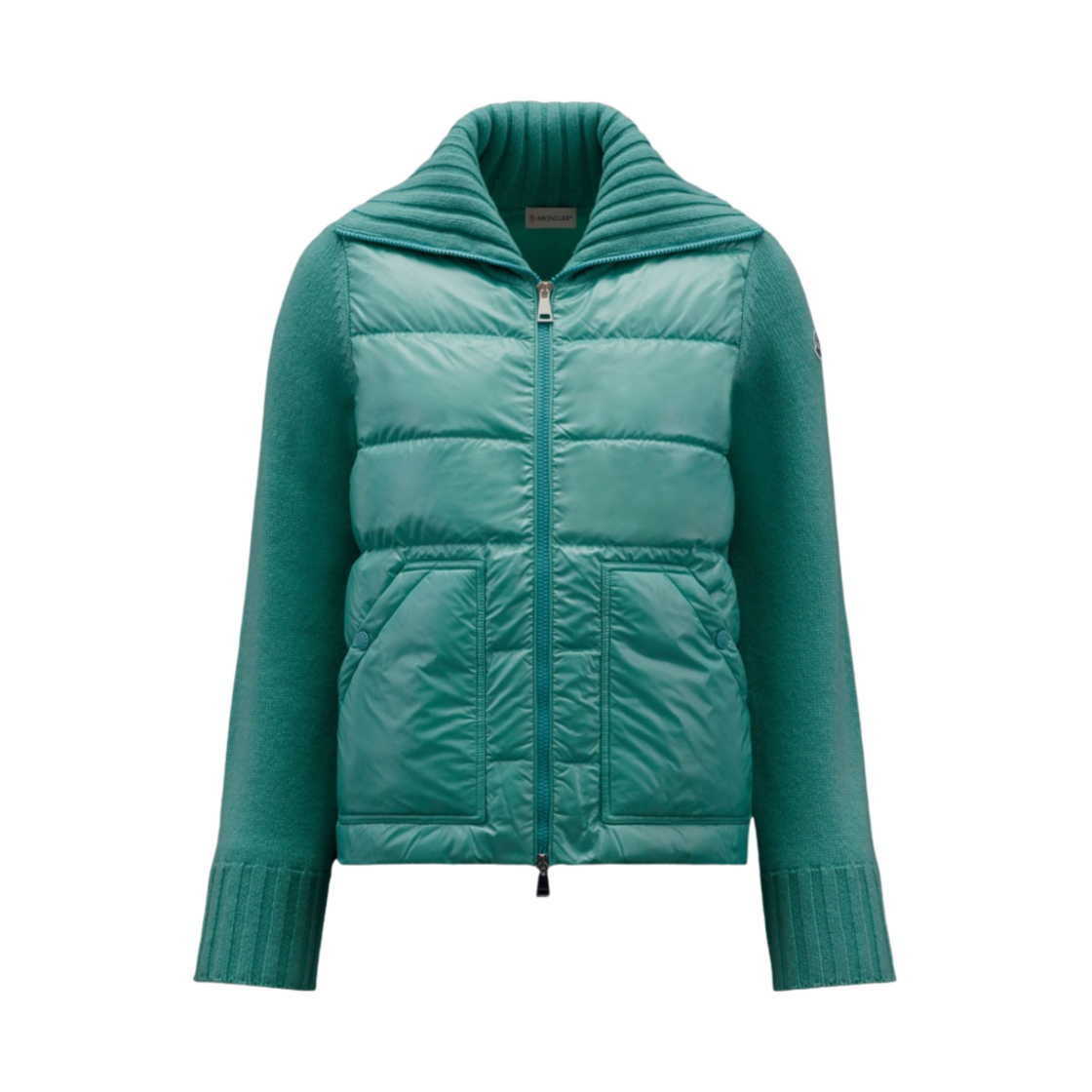 (W) 몽클레르 패딩 울 가디건 아쿠아 그린 - 22FW((W) Moncler Padded Wool Cardigan Aqua Green - 22FW) - 1