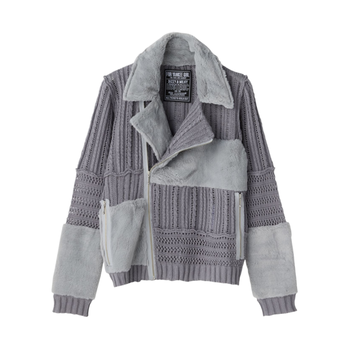 (W) 히스테릭 글래머 스크래치 라이더 자켓 그레이((W) Hysteric Glamour Scratch Riders Jacket Gray) - 1