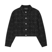 (W) Chanel Denim Jacket Black White