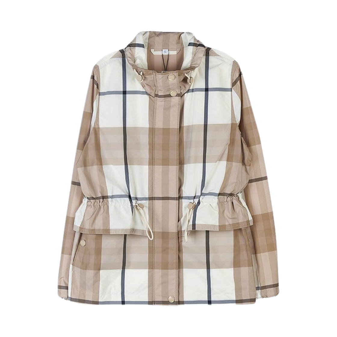 (W) 버버리 체크 나일론 퍼넬 넥 자켓 베이지((W) Burberry Check Nylon Funnel Neck Jacket Beige) - 1