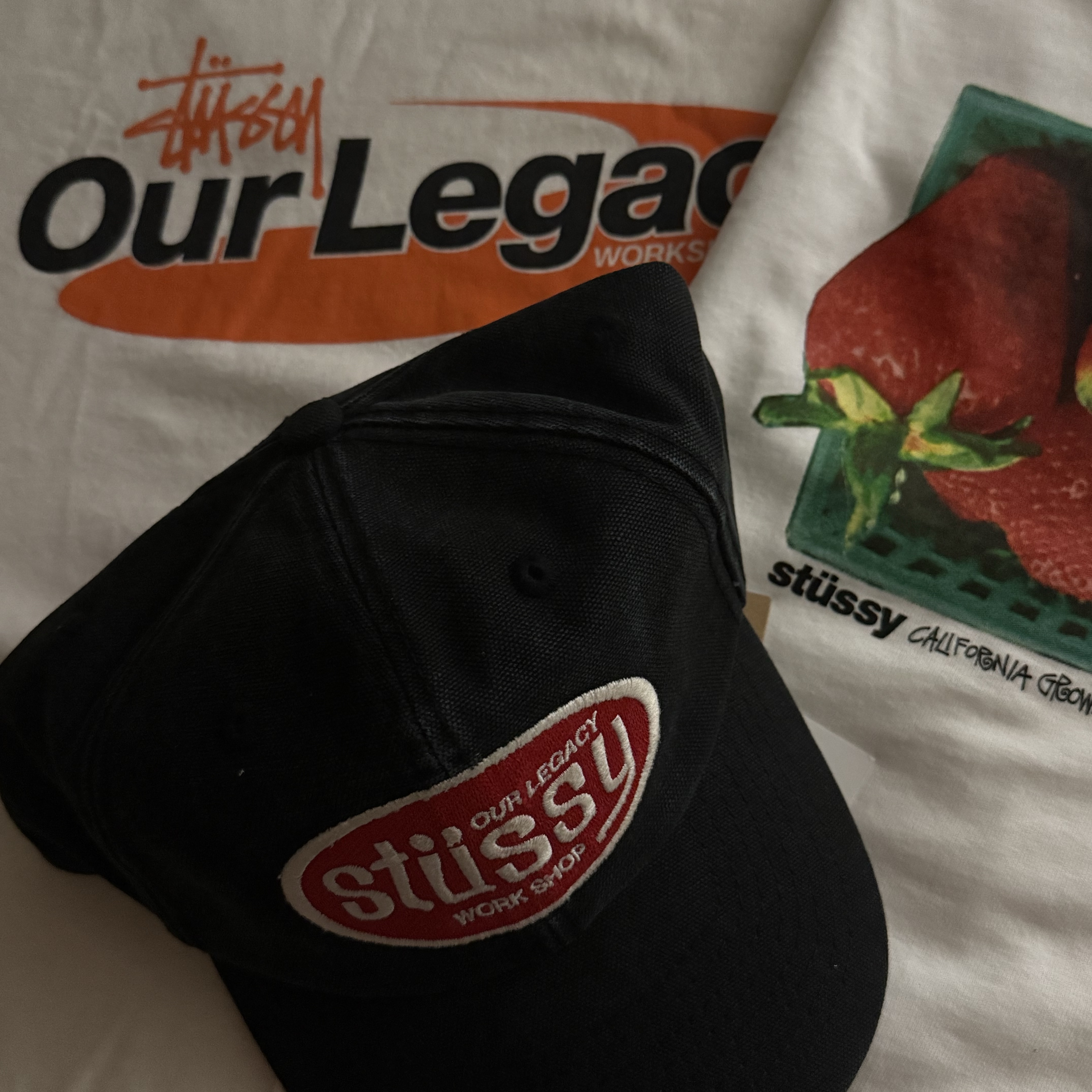 Stussy x Our Legacy Work Shop Swirl Pigment Dyed T-Shirt Natural 착용 스타일 - 2