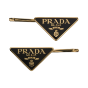 (W) Prada Metal Hair Clips Black