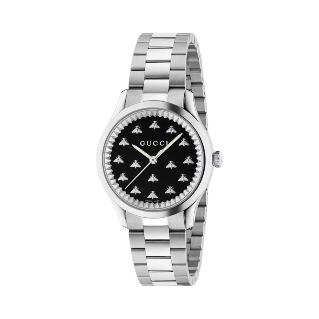 YA1265034 Gucci G-Timeless Bees Quartz 32mm Steel Onyx Stone Black