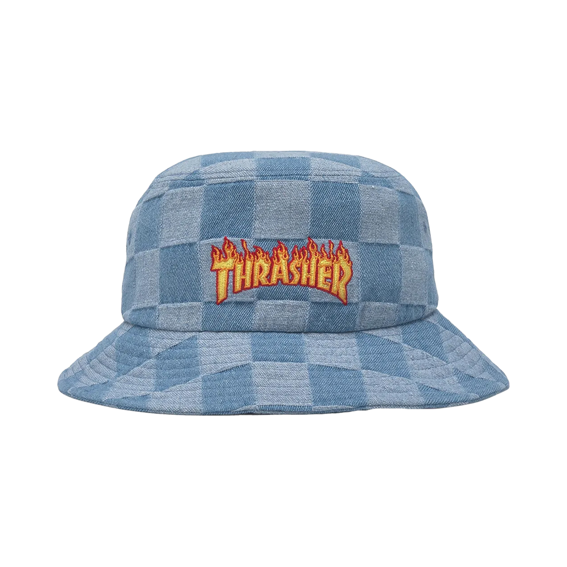 트레셔 플레임 체커보드 데님 버킷햇 인디고(THRASHER Flame Checkerboard Denim Bucket Hat Indigo)
