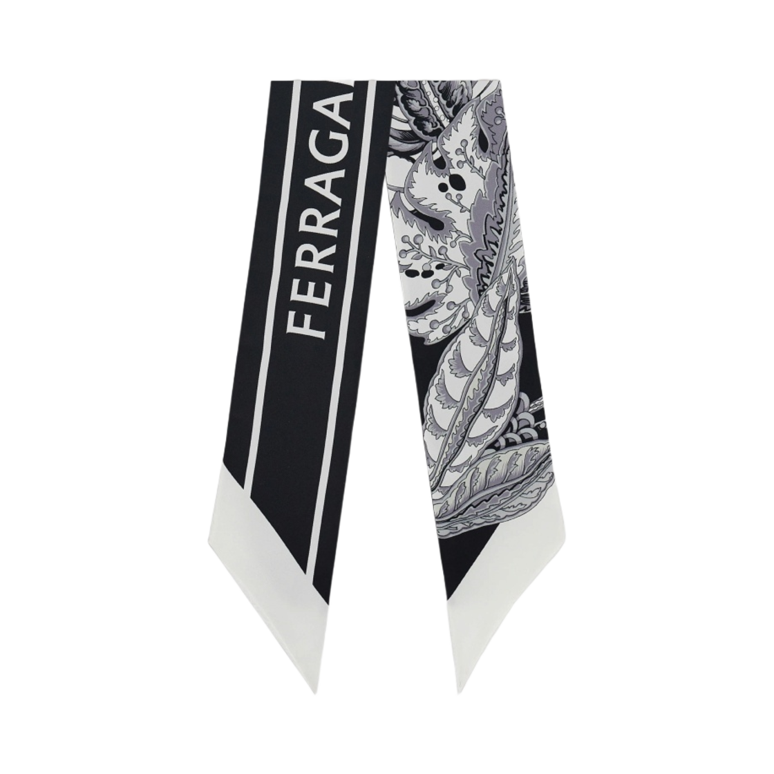 320803-771210 (W) Ferragamo Togo Print Silk Bandeau Black White