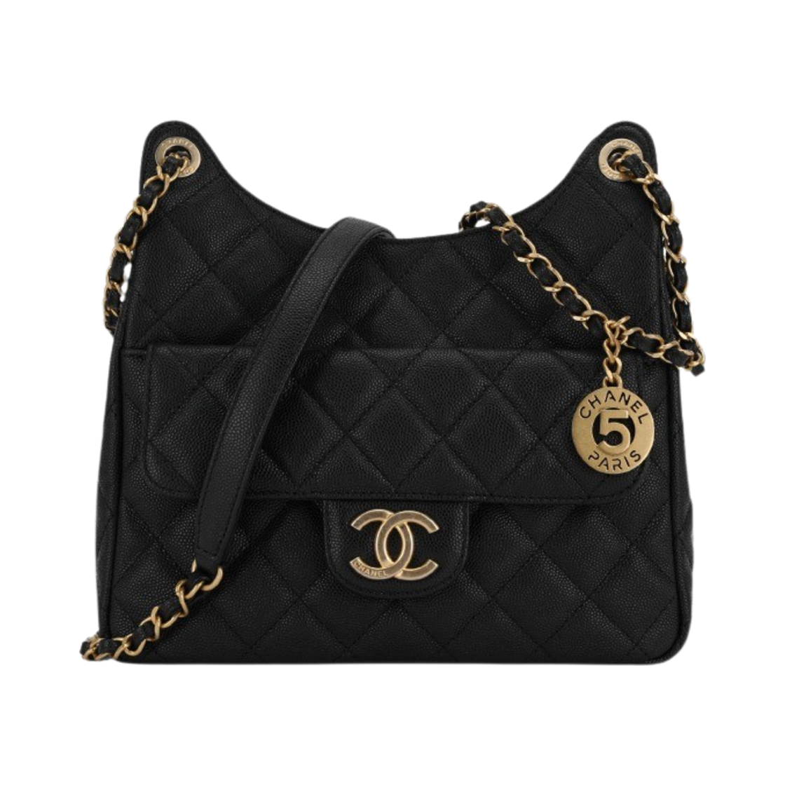 샤넬 호보백 카프스킨 & 골드 메탈 블랙(Chanel Hobo Bag Calfskin & Gold Black) - 1