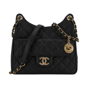 Chanel Hobo Bag Calfskin & Gold Black