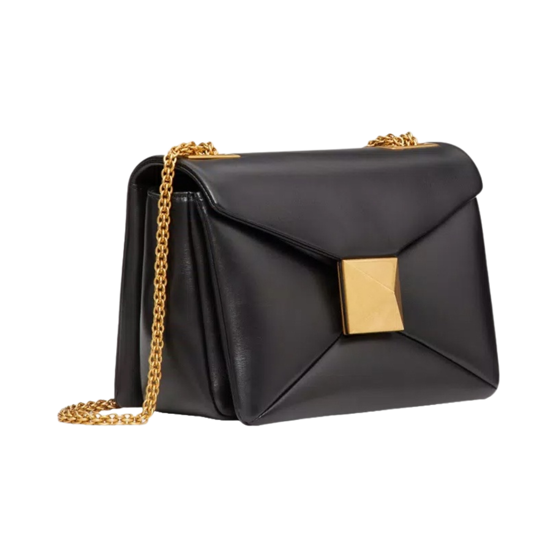 발렌티노 램스킨 나파 체인 원 스터드 숄더백 블랙(Valentino One Stud Shoulder Bag with Chain in Lambskin Nappa Black) - 2