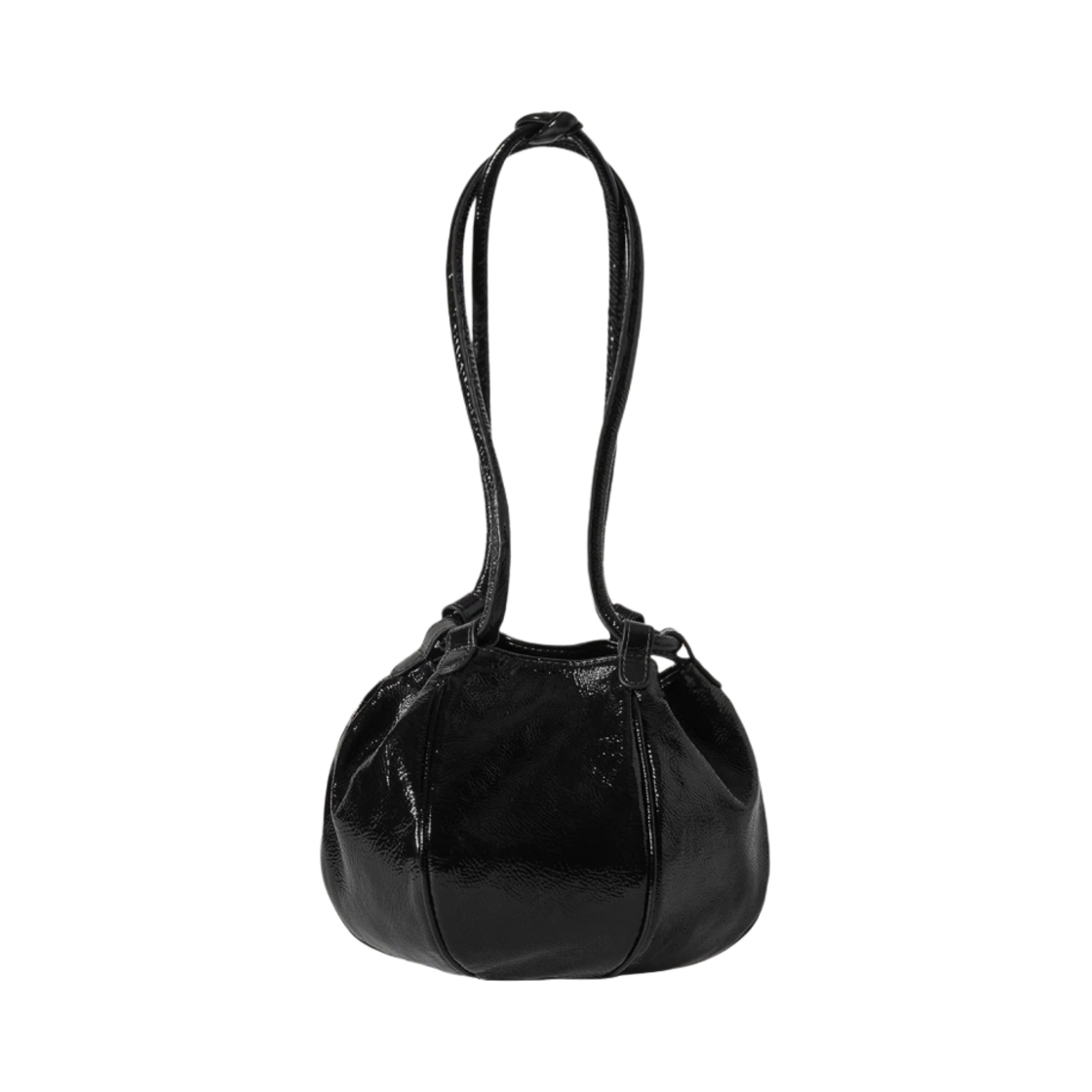 헤레우 글로불 미니 크링클드 글로시 벌룬쉐이프 크로스바디백 블랙(Hereu Globul Mini Crinkled Glossy Balloon-Shaped Crossbody Bag Black)