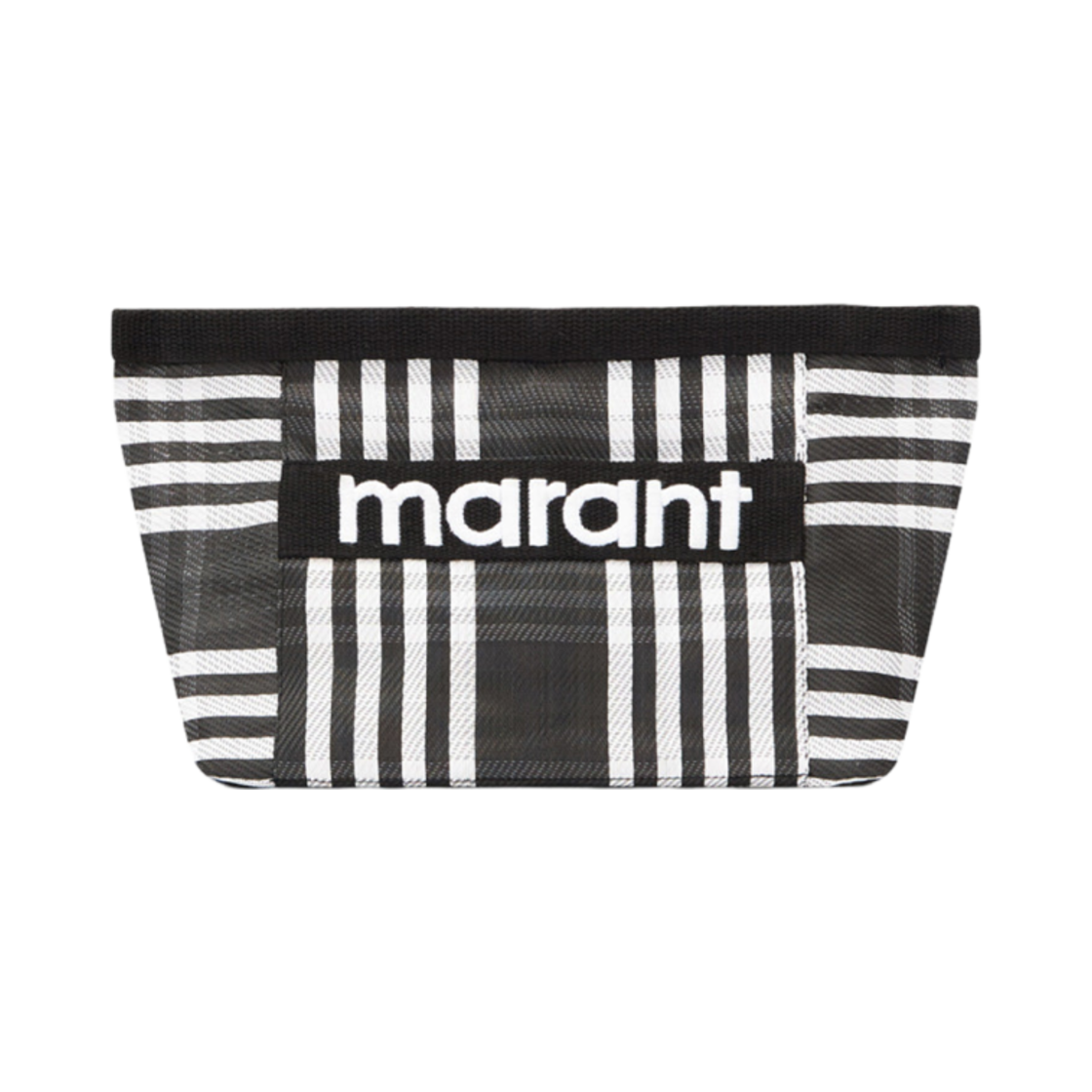 PO0001FA-A1X17M-BKWH Isabel Marant Powden Striped Pouch Bag Black White - 25SS