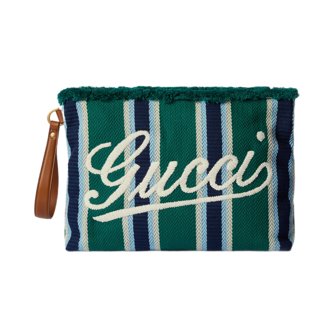 구찌 자수 라지 캔버스 파우치 그린 멀티컬러(Gucci Embroidery Large Canvas Pouch Green Multicolor) - 1
