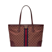 Gucci Ophidia Medium Tote With Web Burgundy