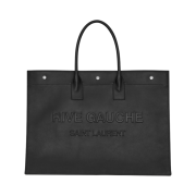 Saint Laurent Rive Gauche Large Tote Bag In Smooth Leather Black