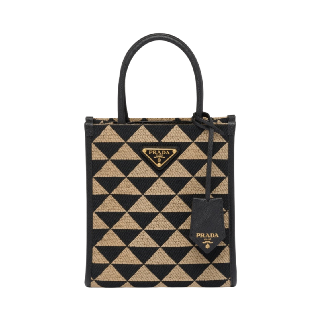 프라다 심볼 자카드 패브릭 마이크로백 블랙 베이지