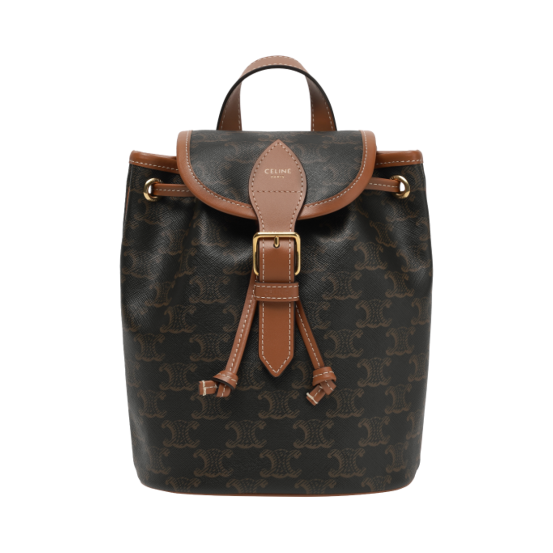 셀린느 트리옹프 캔버스 & 카프스킨 미니 백팩 폴코 탄(Celine Mini Backpack Folco in Triomphe Canvas and Calfskin Tan)