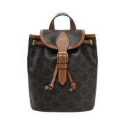 Celine Mini Backpack Folco in Triomphe Canvas and Calfskin Tan