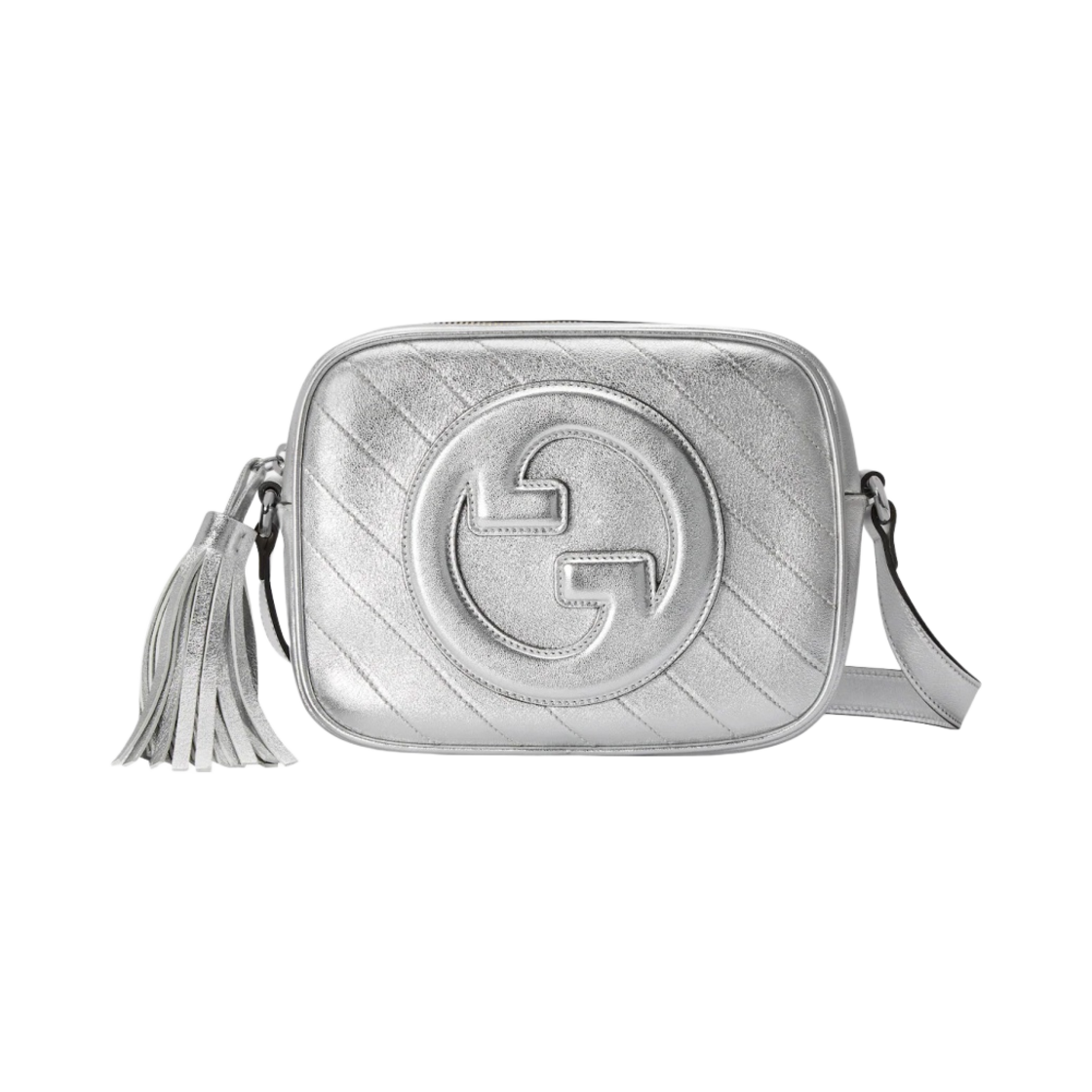 742360-AACBO-8106 Gucci Blondie Small Shoulder Bag Metallic Silver Leather