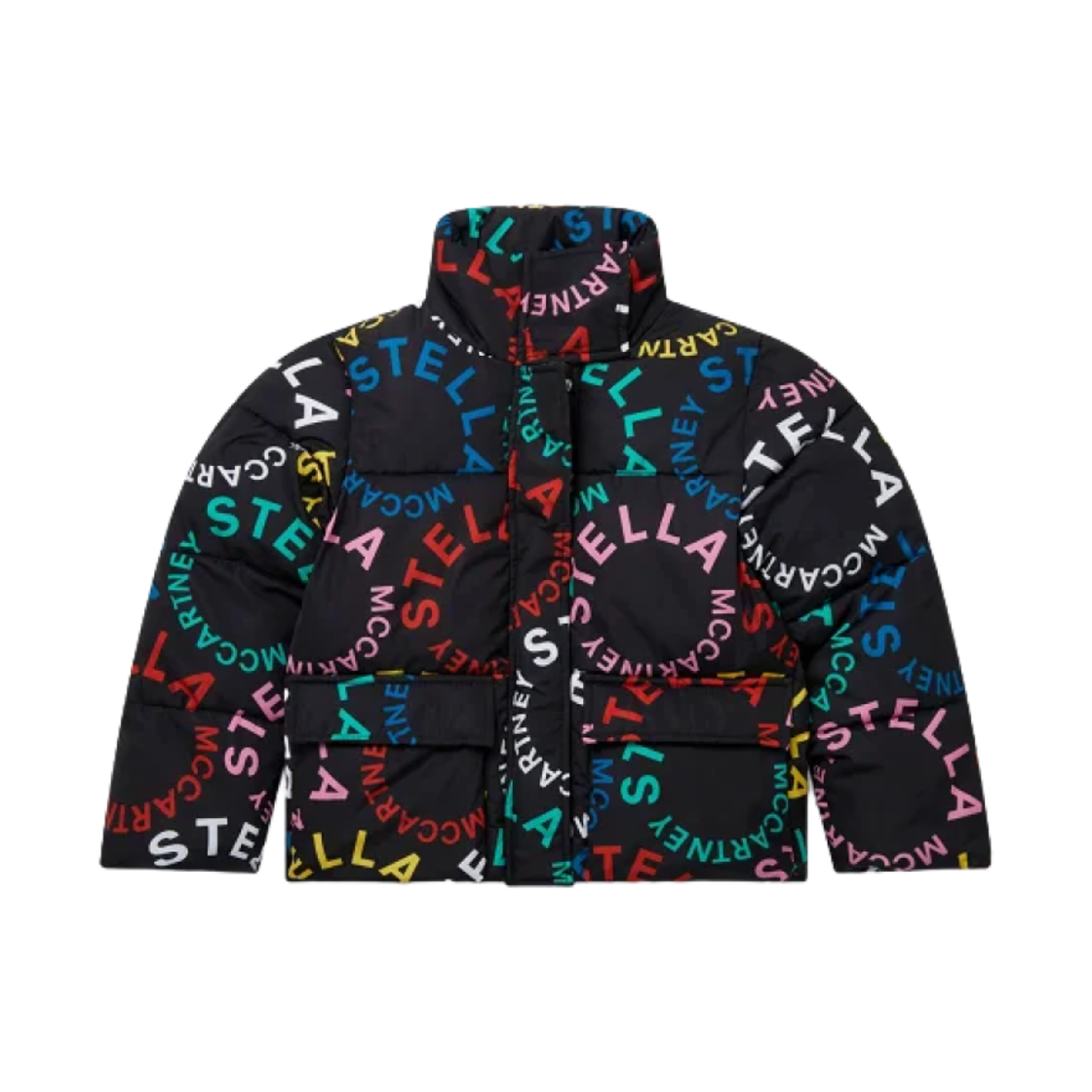 TT2C37Z1274930MC (Kids) Stella McCartney Logo Print Quilted Hooded Jacket Black Multicolour