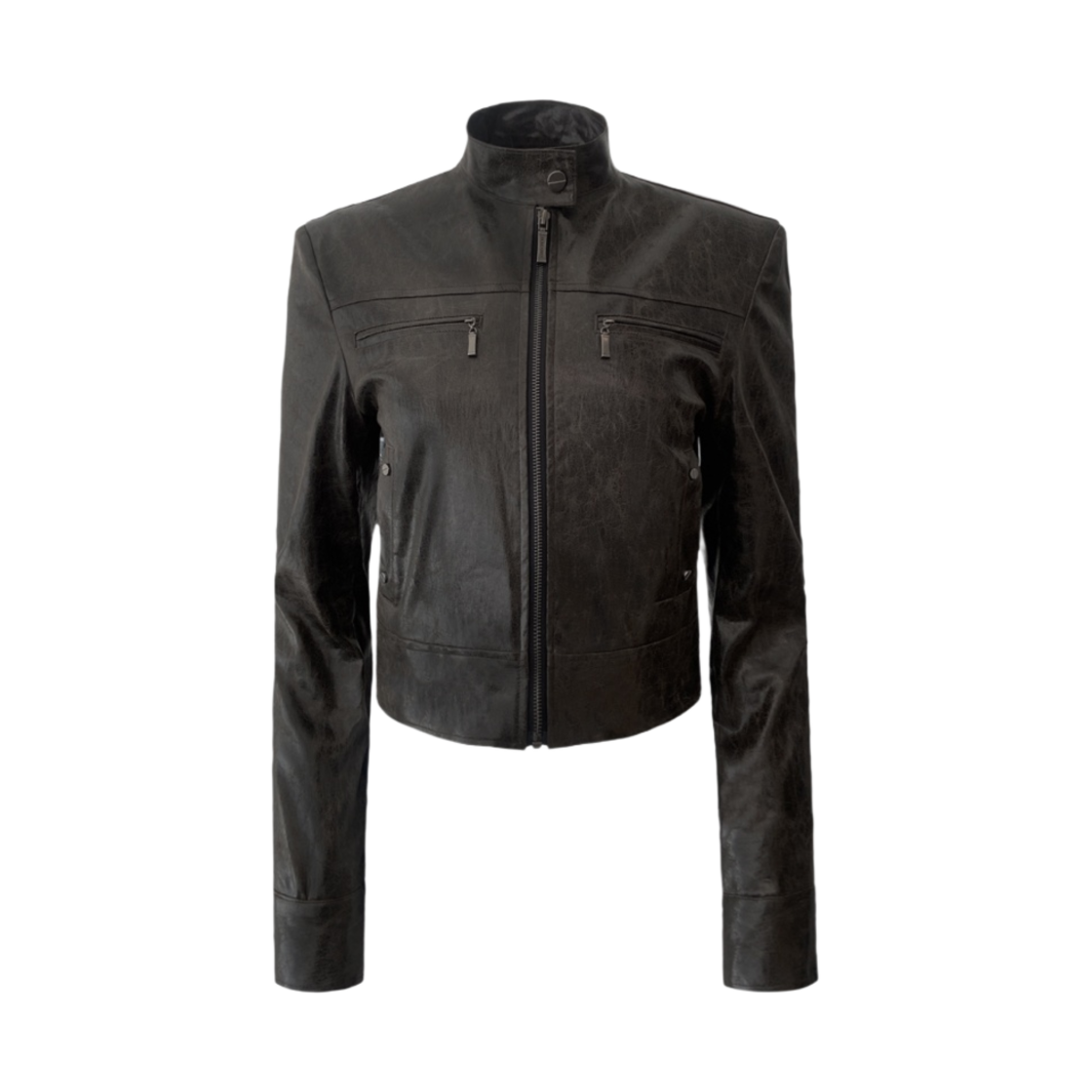 - (W) Bohemian Seoul Vintage Leather Short Jacket Brown