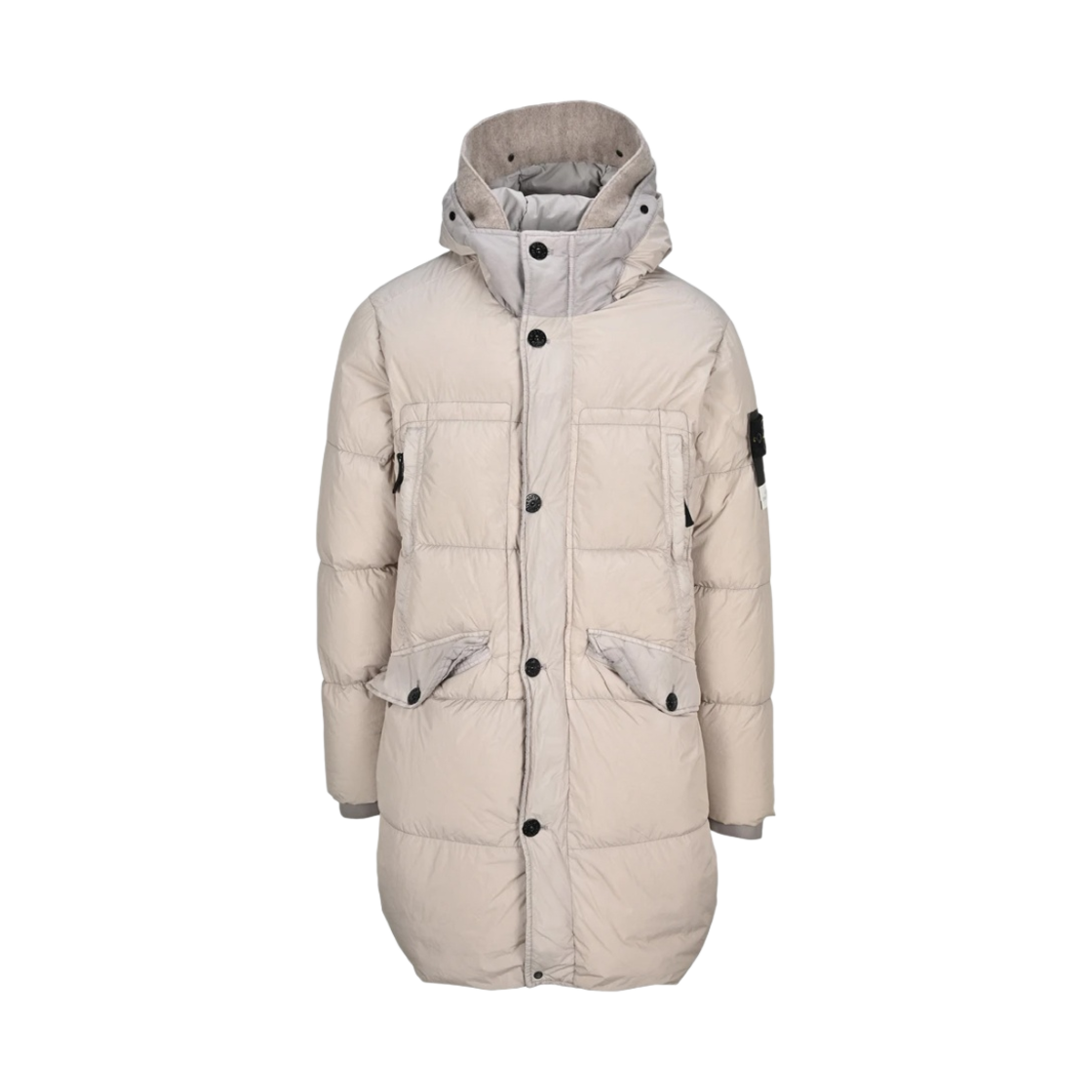 스톤 아일랜드 70123 크링클랩스 후드 롱 다운 자켓 도브 그레이 - 20FW(Stone Island 70123 Crinkle Reps Hooded Long Down Jacket Dove Grey - 20FW)