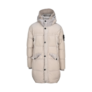Stone Island 70123 Crinkle Reps Hooded Long Down Jacket Dove Grey - 20FW