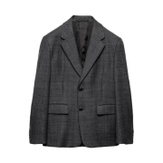 Prada Single-Breasted Wool Jacket Anthracite Gray