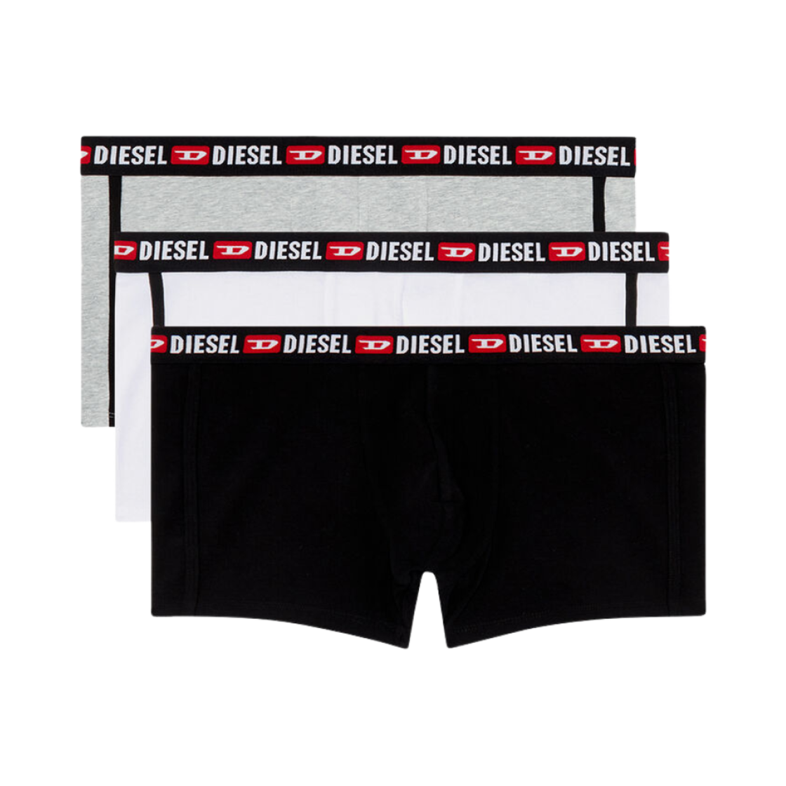 00SAB20AMAL-E6679 Diesel Umbx-Shawnthreepack Boxer Briefs with Side Band Grey Black (3 Pack)