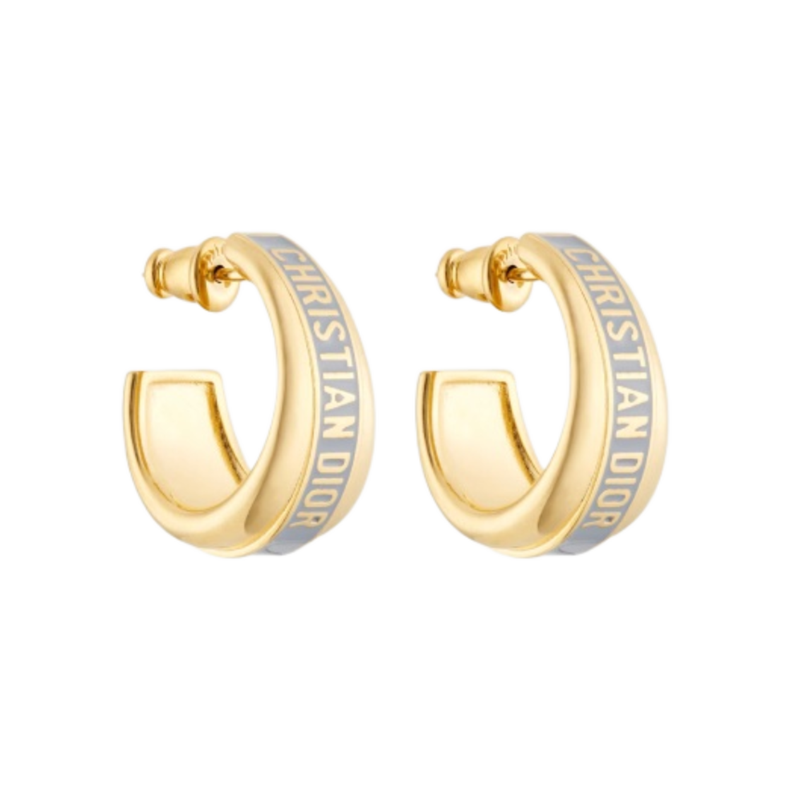 (W) 디올 코드 이어링 골드 피니쉬 메탈 이터리얼 그레이 래커((W) Dior Code Earrings Gold Finish Metal Ethereal Gray Lacquer) - 1