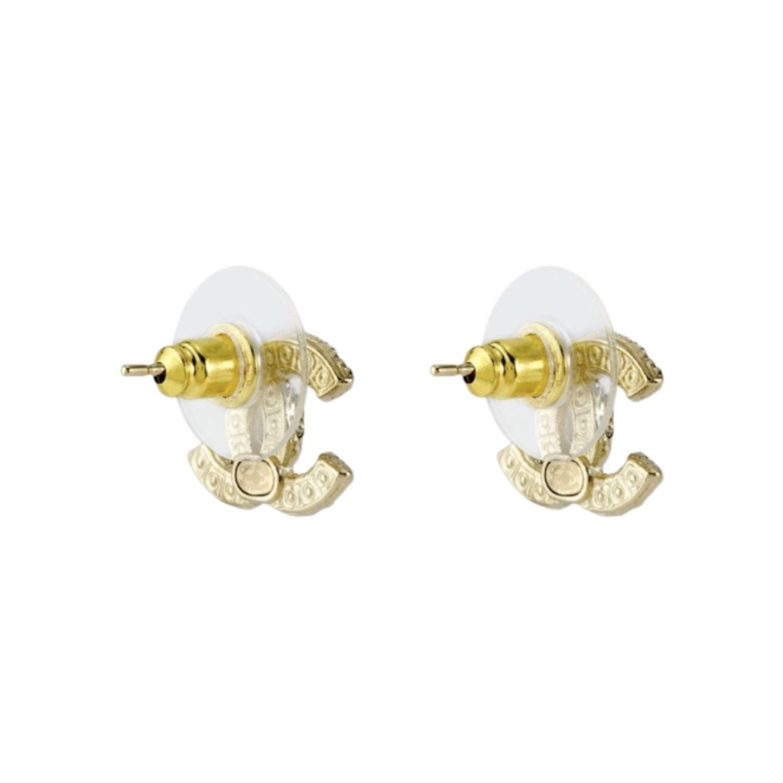 (W) 샤넬 이어링 메탈 스트라스 레진 & 골드 펄리 화이트((W) Chanel Earrings Metal Strass Resin & Gold Pearly White) - 2