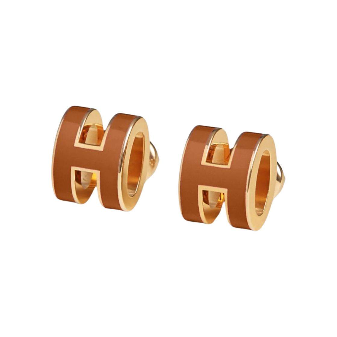 H608002FA9 (W) Hermes Mini Pop H Earrings Gold & New Gold